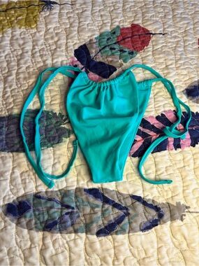 Turquoise Teal Womens Swim Bottoms - Teal Tie-Side Bikini